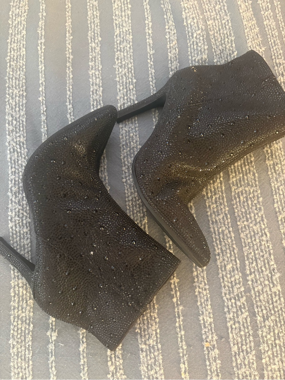 Sugar Black Rhinestone Ankle Booties